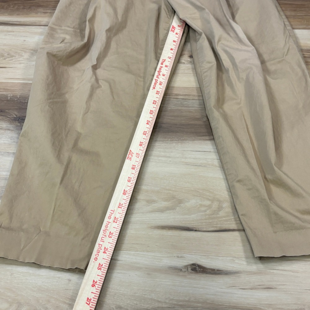 Zara Man Pleated Chinos Mens 32 Minimalist Cotton Stretch Tapered Khaki Tan - Picture 6 of 8